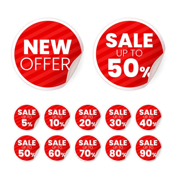 Beyaz Arkaplanda Gerçekçi Yüksek Kalite Kırmızı Etiketler. İzole Vektör Elementleri