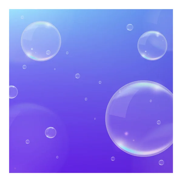 Realisztikus Kék Háttér Bubbles Elszigetelt Vektorelemek — Stock Vector