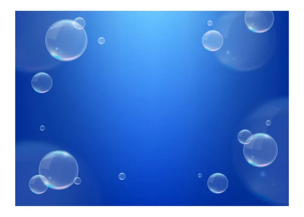 Baloncuklu Gerçekçi Mavi Arkaplan Zole Vektör Elementleri — Stok Vektör