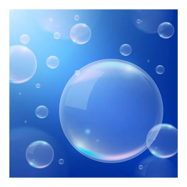 Realistische Blauwe Achtergrond Met Bubbels Geïsoleerde Vectorelementen — Stockvector