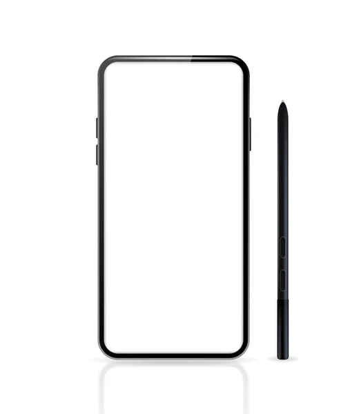Smartphone Realista Color Negro Vista Superior Elementos Vectoriales Aislados — Vector de stock