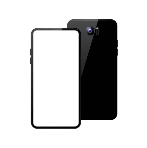 Ρεαλιστικό Μαύρο Λεπτομερές Υπόβαθρο Mockup Smartphone Μεμονωμένα Διανυσματικά Στοιχεία — Διανυσματικό Αρχείο