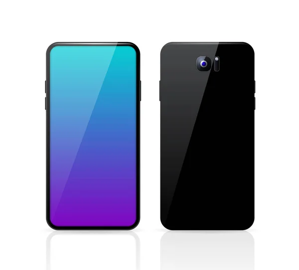 Realistic Black Szczegółowe Smartphone Mockup Background Izolowane Elementy Wektorowe — Wektor stockowy