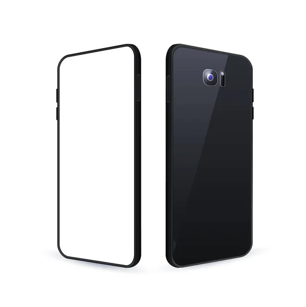 Realistické Black Detailní Smartphone Mockup Pozadí Izolované Vektorové Prvky — Stockový vektor