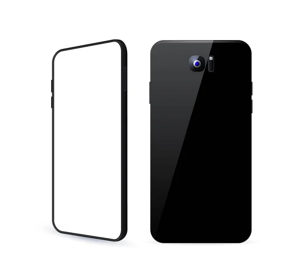 Ρεαλιστικό Μαύρο Λεπτομερές Υπόβαθρο Mockup Smartphone Μεμονωμένα Διανυσματικά Στοιχεία — Διανυσματικό Αρχείο