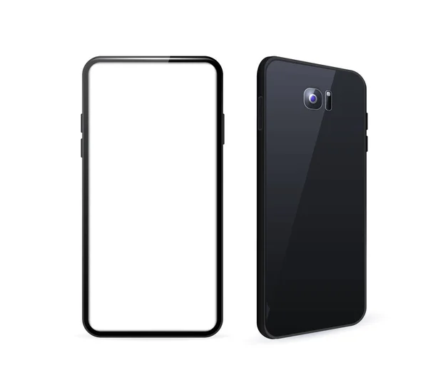 Realistické Black Detailní Smartphone Mockup Pozadí Izolované Vektorové Prvky — Stockový vektor