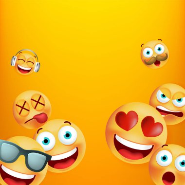 Yüksek Kaliteli Duygusal Karakter Sarı Arkaplan. İzole Vektör Elementleri