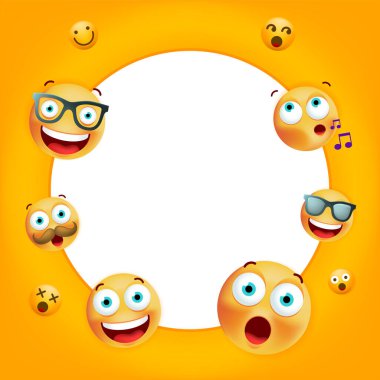 Yüksek Kaliteli Duygusal Karakter Sarı Arkaplan. İzole Vektör Elementleri