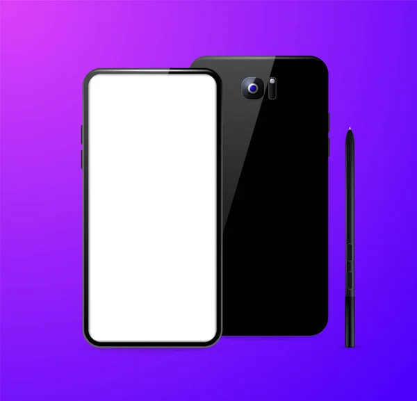 Realisztikus Részletes Smartphone Mockup Háttérben Elszigetelt Vektorelemek — Stock Vector