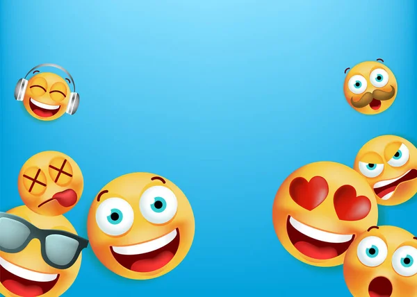 Personaggio Emoticon Giallo Alta Qualità Sfondo Blu Elementi Vettoriali Isolati — Vettoriale Stock