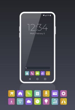 Gerçekçi Smartphone. Üst Manzara. İzole Vektör Elementleri