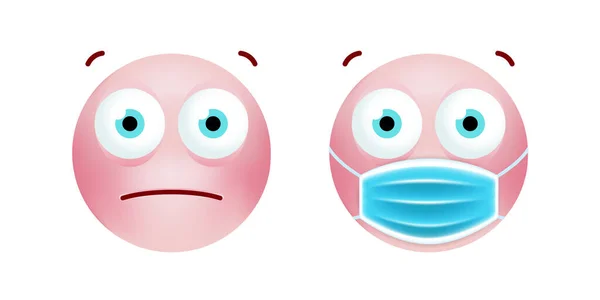 Cute Emoticon Cartoon Style Medical Facial Mask White Background 타임스 — 스톡 벡터