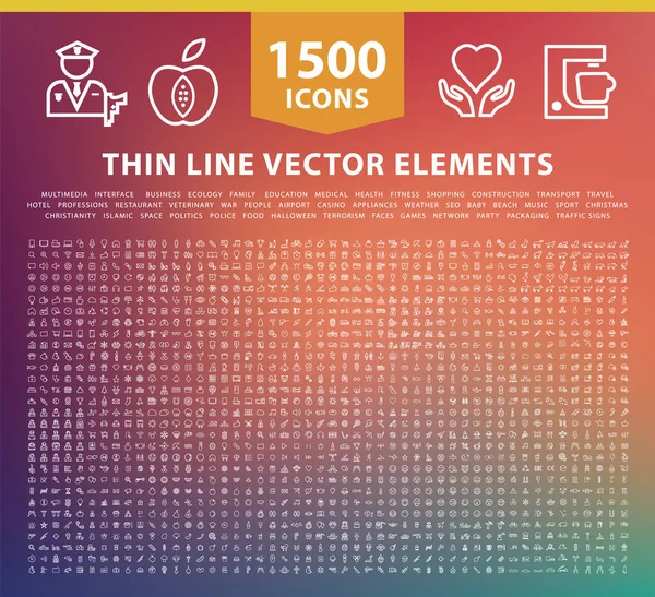 Набір 1500 Піктограм Тонкої Лінії Високої Якості Ізольовані Векторні Елементи — стоковий вектор