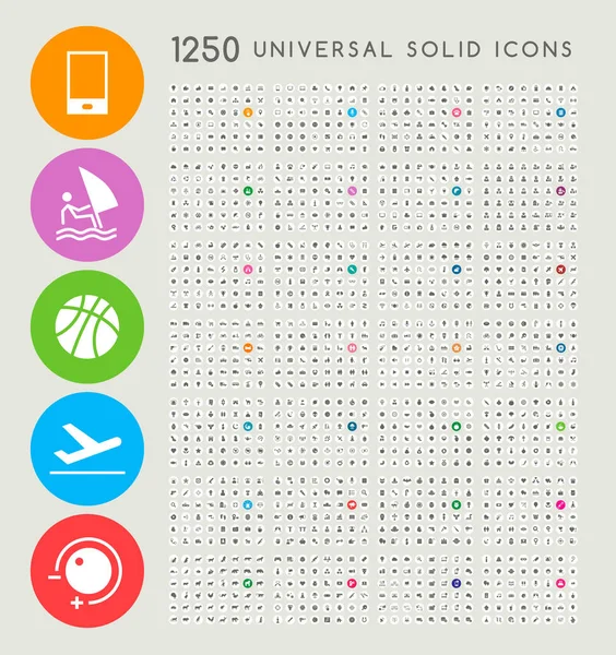 Set 125 Iconos Sólidos Alta Calidad Elementos Vectoriales Aislados — Archivo Imágenes Vectoriales