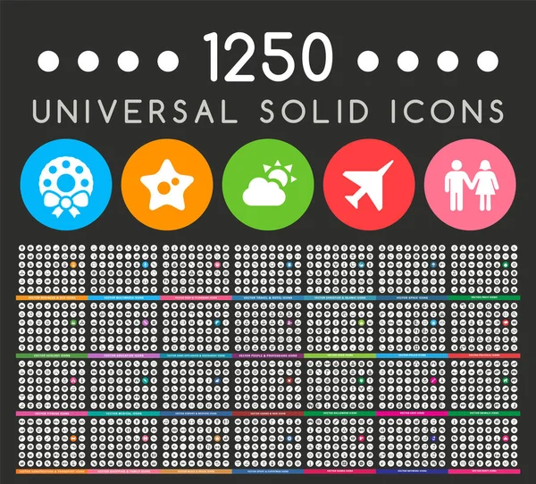 Set 1250 Iconos Sólidos Alta Calidad Elementos Vectoriales Aislados — Archivo Imágenes Vectoriales