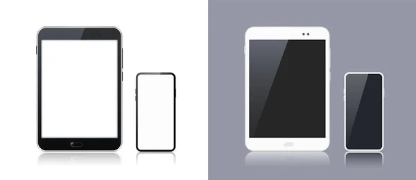 Set Gadgets Tecnológicos Blanco Negro Elementos Vectoriales Aislados — Vector de stock