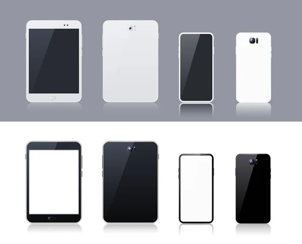 Gadgets Technologiques Sur Fond Noir Blanc Éléments Vectoriels Isolés — Image vectorielle