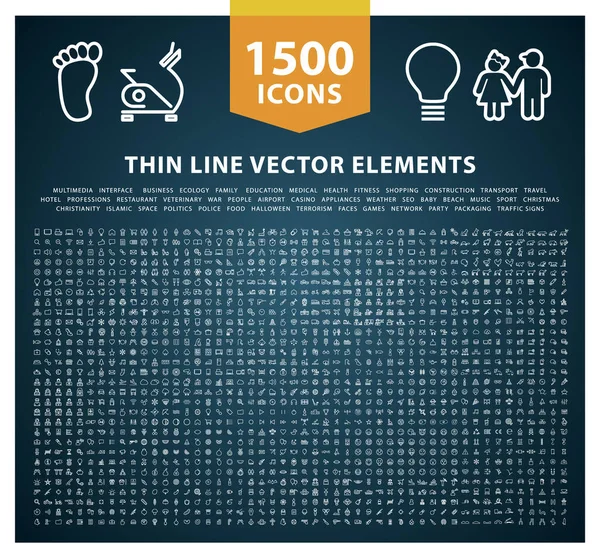 Set 1500 Iconos Sólidos Universales Alta Calidad Elementos Vectoriales Aislados — Archivo Imágenes Vectoriales