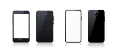 Beyaz Arkaplanda Boş Ekran olan Teknolojik Cihazlar. İzole Vektör Elementleri