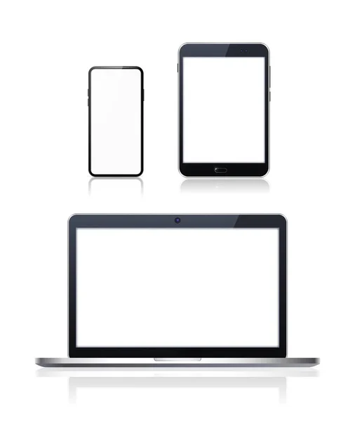 Beyaz Arkaplanda Boş Ekran Olan Teknolojik Cihazlar Zole Vektör Elementleri — Stok Vektör