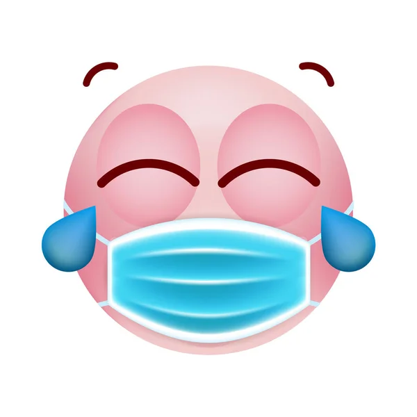 Cute Pink Emoticon Cartoon Style Medical Face Mask White Background — стоковий вектор