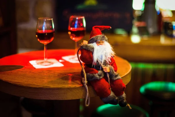 Santa Claus Navidad Celebración Bar Cócteles Restaurante —  Fotos de Stock