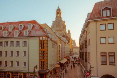 Dresden şehir. Tarihi merkezi. Dresden sonbahar akşam