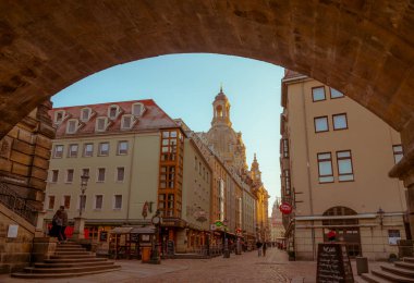 Dresden şehir. Tarihi merkezi. Dresden sonbahar akşam