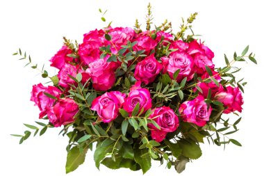 Bir buket kırmızı gül. beyaz arka planda yalıtma