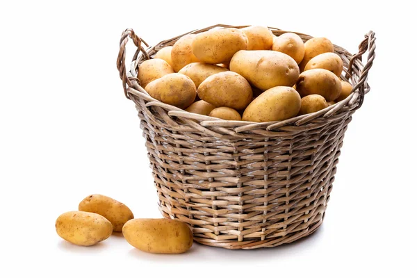 Cesto Con Patate Isolato Sfondo Bianco — Foto Stock