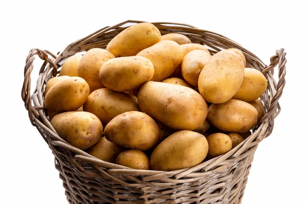 Cesto Con Patate Isolato Sfondo Bianco — Foto Stock