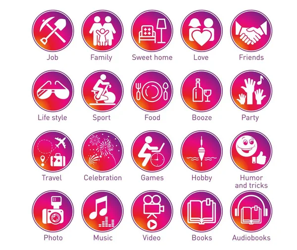 Instagram hikayeler daire Icons set - küreler yaşam gösteren kontur çizimler