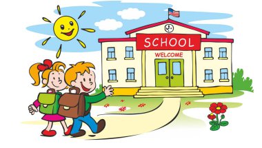 okula hoş geldiniz - eğlence erkek ve kız çantaları ile okula gitmek