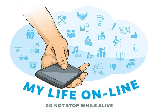 Life Line Hand Smartphone Background Cloud Lifestyle Icons Royalty Free Stock Vectors