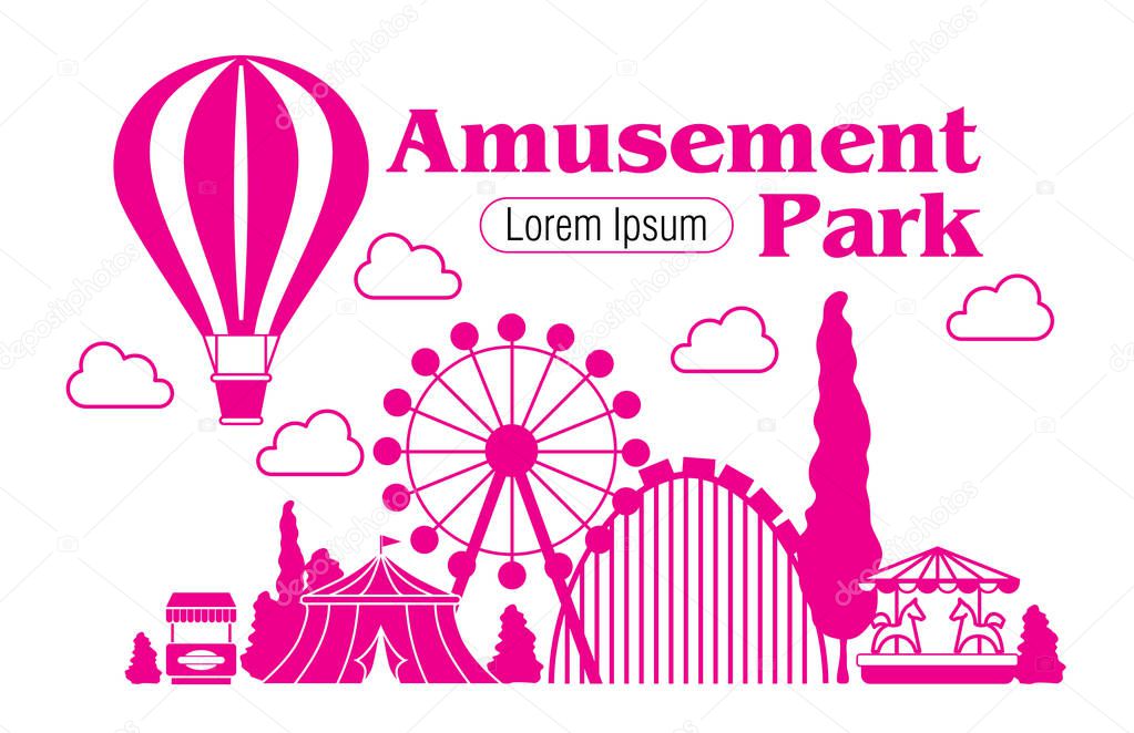 Amusement Park - vector silhouette outline 
