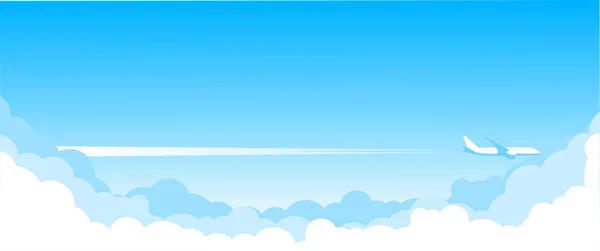 Mavi gökyüzü üzerinden uçmak - uçak — Stok Vektör