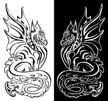 Fantasy dragon tattoo clipart