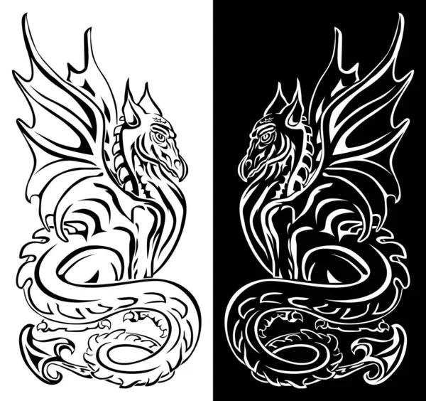 Tatouage Dragon Fantaisie — Image vectorielle