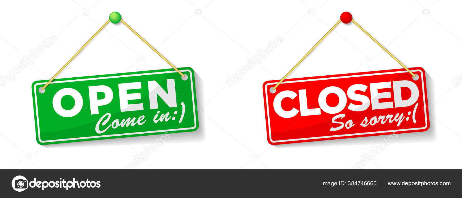 Open Closed Hanging Door Signs Isolated White Background Illustration ...