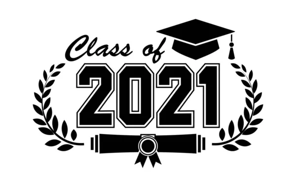 グリーティング 招待状のための2021年の文字クラス 卒業デザイン お祝い事 Tシャツ パーティー 高校や大学の卒業生のためのテキスト イラスト 透明背景のベクトル — ストックベクタ