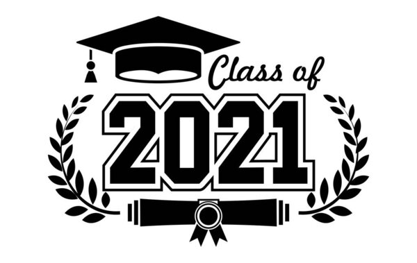Lettering Class of 2021 for greeting, invitation card. Text for graduation design, congratulation event, T-shirt, party, high school or college graduate. Illustration, vector on transparent background