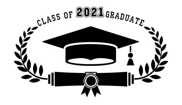 2021 class graduate. The concept of registration of congratulations for school graduates. Design for t-shirt, flyer, invitation, greeting card. Illustration, vector