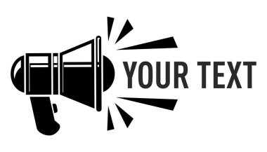 Metin girdisi için megafon tasarım şablonu. Reklam metnini, ilanı ya da duyuruyu kopyalamak için boşluk. Şeffaf arkaplanda vektör