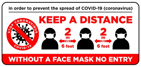 Fíjate Señal Advertencia Puerta Principal Use Una Máscara Facial Mantener — Vector de stock