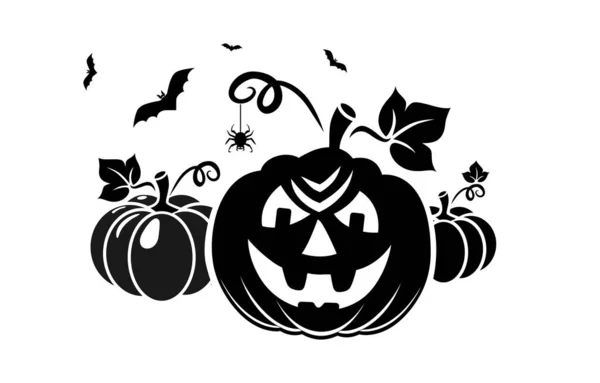 Halloween Elementi Biglietto Auguri Immagini Spaventose Bianco Nero Decorazione Della — Vettoriale Stock