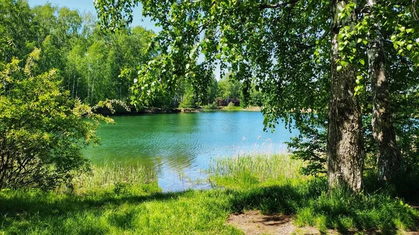 Ήσυχη Λίμνη Χωριό Που Περιβάλλεται Από Όμορφη Φύση Nizhny Novgorod — Φωτογραφία Αρχείου