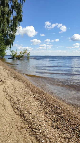 Plage Galets Propre Mer Gorki Tchkalovsk Russie — Photo