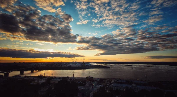 City in the setting sun, Nizhny Novgorod, Russia