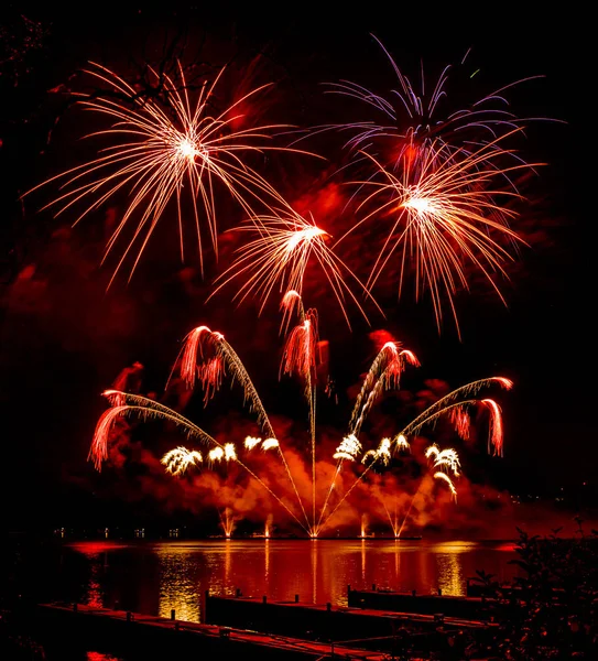 Fireworks Water Surface — Stock Photo, Image