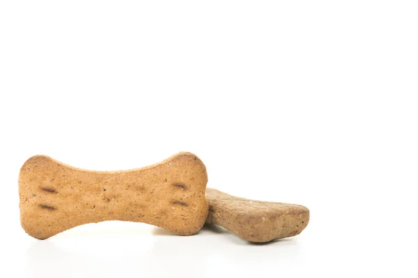 Bruna Ben Formade Hund Cookies Isolerad Vit Bakgrund Med Plats — Stockfoto